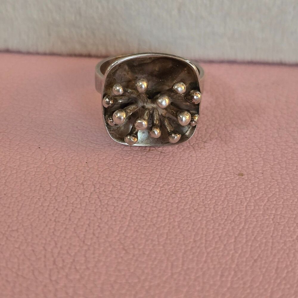 Vintage Finnish Erik Granit Multi Orb Brutalist Ring Sz 6